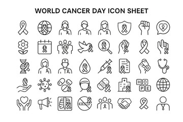World Cancer Day Icon Set