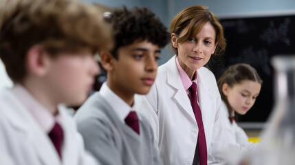 Teenage science students. 