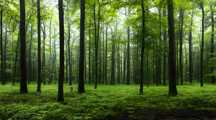 Obraz premium Dense Lush Green Forest Landscape