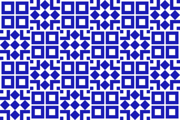 Mexican seamless geometric pattern with square. Mexico ceramic tile in blue. Vector illustration. Mosaic design art.
