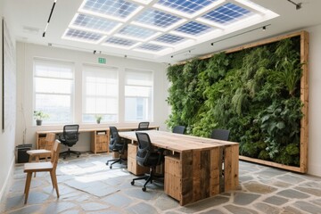  Modern office workspace with bonsai plant and minimalist decor