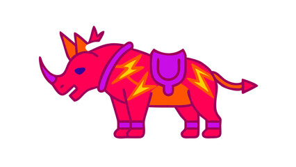 Fototapeta premium Cute and Expressive Logo Icon of a Thunderous Rhino with Armored Plates and a Powerful Horn