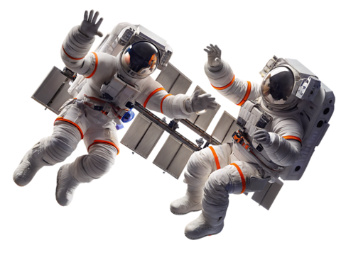  astronaut spaceman illustration  space station isolated on white background PNG 