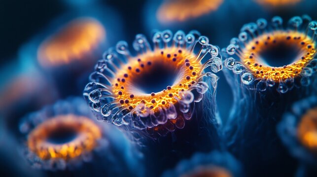 Epic macro shot of centriole during mitosis cyber style illustration of cellular biology