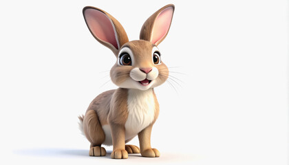 Obraz premium Adorable 3d meadow rabbit character with copy space for text isolated on a bright white background for creative use