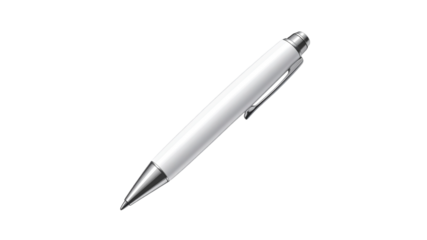 Elegant white ballpoint pen isolated against a transparent background with professional design
