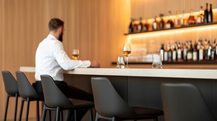Sleek hotel bar area designed for luxury and high-end experiences, featuring modern decor and ambiance.