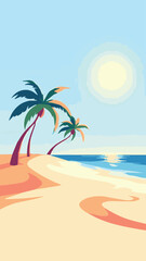 Palm Trees and Blue Ocean – Daylight Beach Scene
