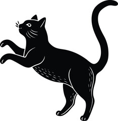 Obraz premium Elegant Cat Jumping Over Garden Stones Silhouette