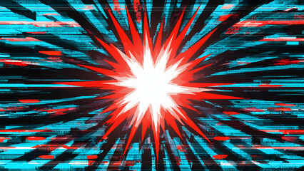 Bright explosion radiating vibrant colors in an intense abstract representation of energy and chaos