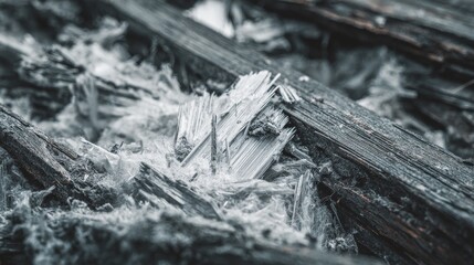 Microscopic view of asbestos chrysotile fibers that are harmful to human health, linked to lung disease, COPD, lung cancer, and mesothelioma. Concept for toxic materials, pollution, and risk awareness
