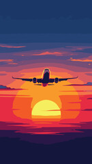Jet Plane over Sunset Horizon – Travel Mood
