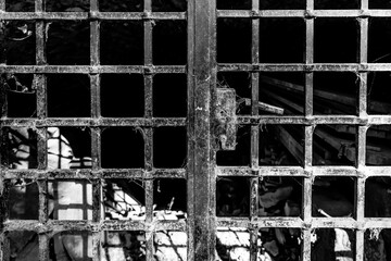 Old rusted gate inviting mystery and tales of forgotten places in abandoned surroundings