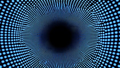 Light tunnel with a grid of glowing points.