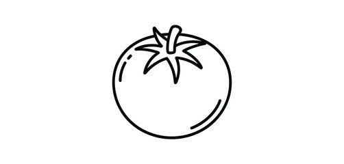 Simple Line Drawing of a Single Tomato