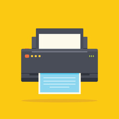 Minimalist office manager printer icon. Flat illustration of printer icon with paper for web design