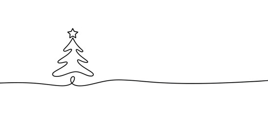 Minimalist One Line Christmas Tree Design with Star