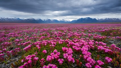 Fototapeta premium Vibrant Wildflower Super Bloom in Mojave Desert – Rare Spring Landscape with Colorful Blossoms and Cacti