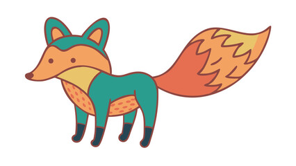 Obraz premium Cute and Expressive Logo Icon of a Cunning Fox with Bushy Tail and Perked Ears