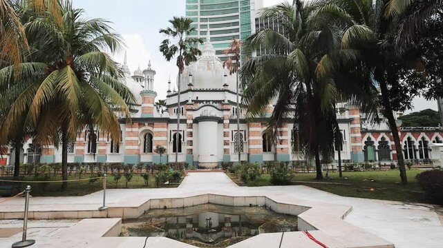 Exterior details of Masjid Jamek mosque in Kuala Lumpur Malaysia