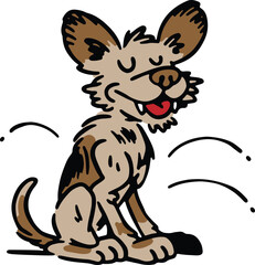 Happy cartoon dog, sitting and panting, perfect for children's book illustrations.