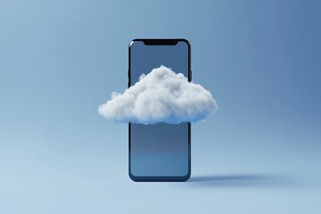 Smartphone illustrates cloud syncing concept in modern technology with abstract design