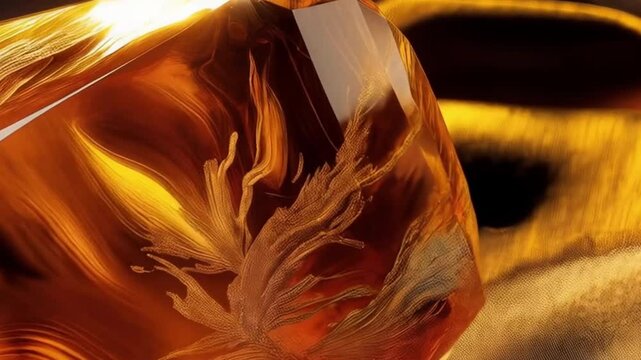 Goldener Bernstein auf schwarzem Samt &ndash; warm und edel pr&auml;sentiert