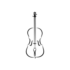 Fototapeta premium One line cello, violin, viola illustration. Music live. Music band instrument line art. steel guitar logo icons vector design