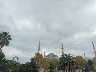 Blue Mosque (Sultan Ahmed Mosque) in Istanbul on an Overcast Day