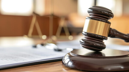 Gavel resting on medical documents symbolizing health-related legal dispute, healthcare law and justice system concept, medical malpractice or insurance claim case.