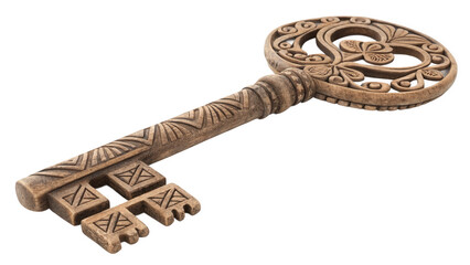 Old, Rusty Metal Key with Brown Rope Knot, an Antique Object and Tool, AI generated