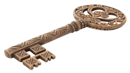 Old, Rusty Metal Key with Brown Rope Knot, an Antique Object and Tool, AI generated