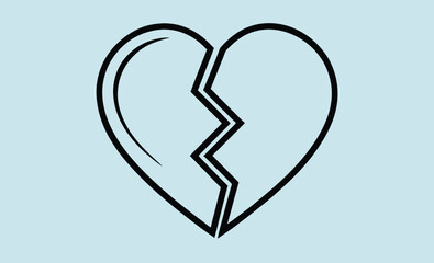 Broken heart icon, heartbreak symbol vector, flat heart illustration