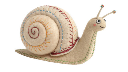 Cute Felt Snail with Embroidered Shell and Antennas, Generated by AI