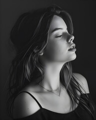 Naklejka premium Female Portrait In Line Art in Photorealistic Style