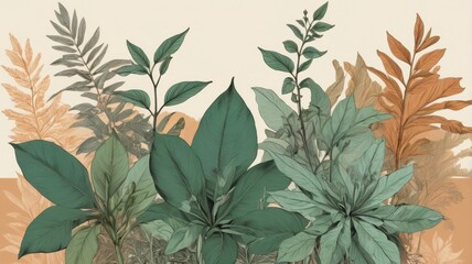 Elegant botanical illustration with a tranquil and refreshing ambiance