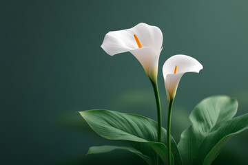 Elegant calla lilies stand proud, their purity radiates serene and peaceful aura