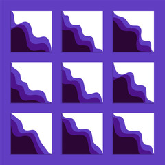 Set of Blue Dynamic Wave Business Corner Header Footer Shape Vector Assets for Flyer, Banner, Poster, Etc. Corner Frame Shape