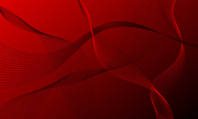 red smooth lines wave curves with soft gradient abstract background