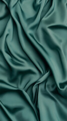 Fototapeta premium Luxurious dark green satin fabric with soft drapery texture 