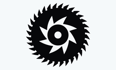 Circular saw icon, rotating blade vector, cutting tool symbol