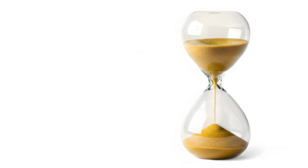 Golden Hourglass, Time's Flow, Isolated, Clear Glass, Precise Measurement