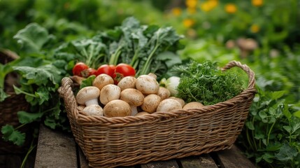 basket with mushrooms