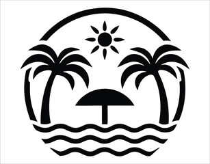 Obraz premium Summer Getaway Illustration with Palm Trees
