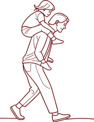 Minimalist Line Art of Parent and Child - Elegant Bond in Simple Sketch