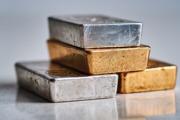 Stack of silver and gold ingots