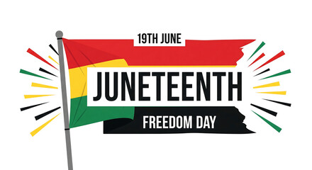 Fototapeta premium Juneteenth freedom day celebration flag vector illustration with bursting star design and text graphics