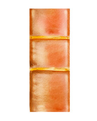 Book in watercolor style isolated on white background. Old vintage retro book. Hand painted watercolor illustration. The spine of a book with golden elements. The bookshelf element