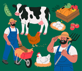 Male farmer working on a farm with harvested produce