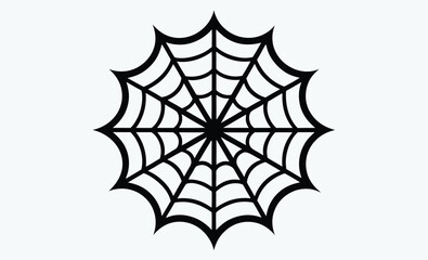 Spiderweb silhouette icon, creepy web vector, black spider net, halloween web design, spooky web element